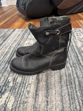 Black womens Leather Motorcycle Boots